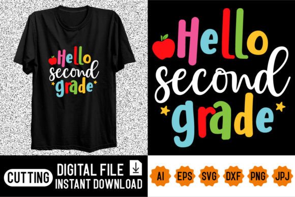 Hello Second Grade Shirt Design: A Creative Asset for Back to School Projects